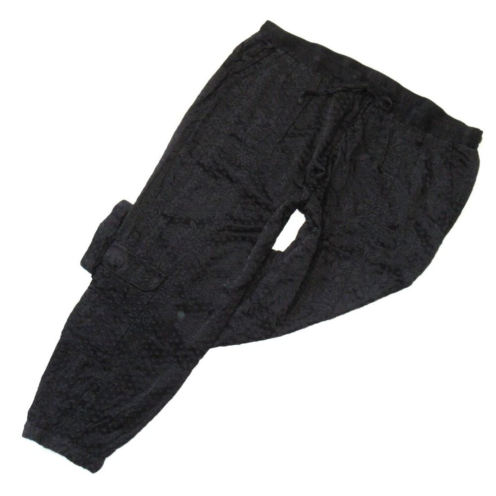 NWT Johnny Was Ulla Satin Pull-on Jogger in Black Embroidered Pants XL
